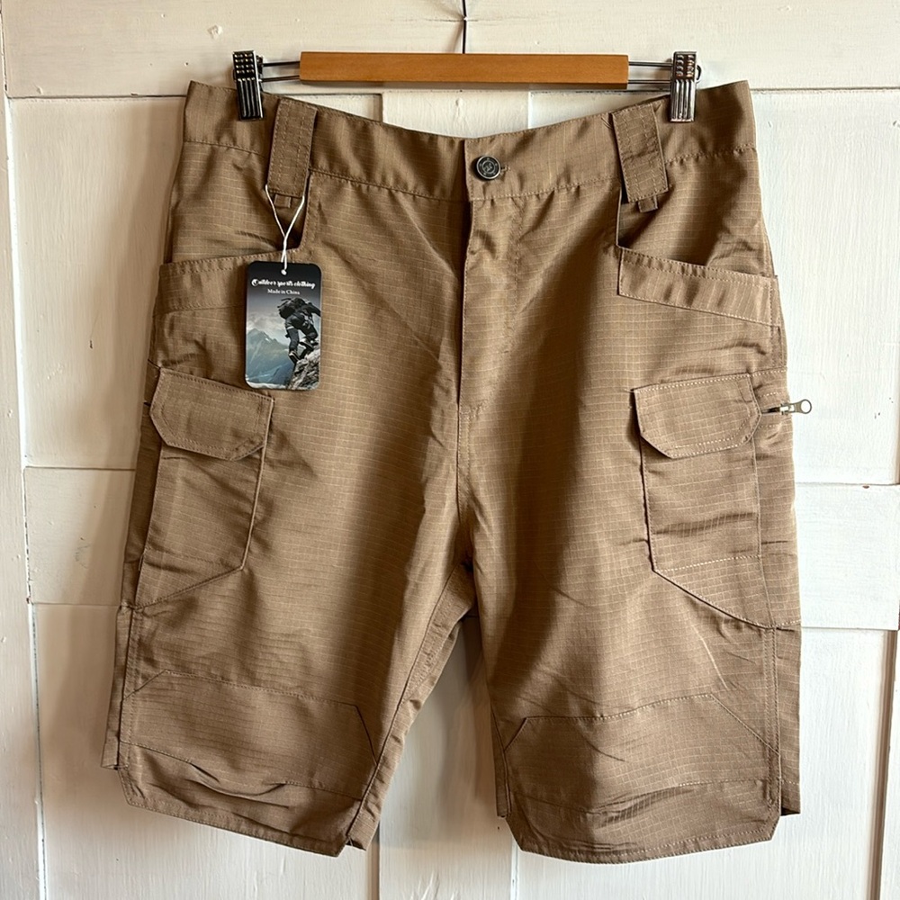 Cargo Utility Shorts Pockets Khaki Hiking Outdoors Work Gear Large